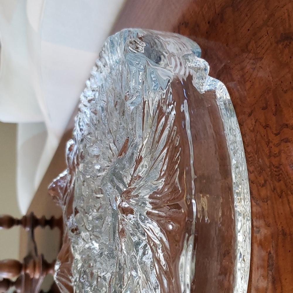 ❤ VINTAGE | Gigantic Mid-Century Modern Heavy Glacial Ashtray Art Glass - Picture 6 of 14